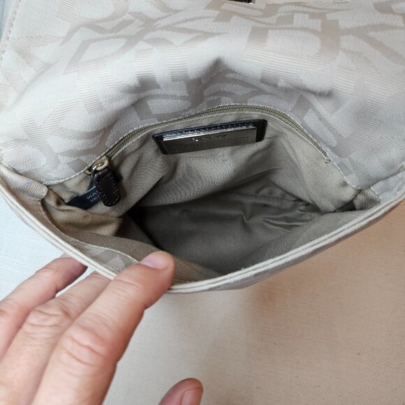 DKNY Beige Monogram Satchel Shoulder Strap Bag - Picture 5 of 6